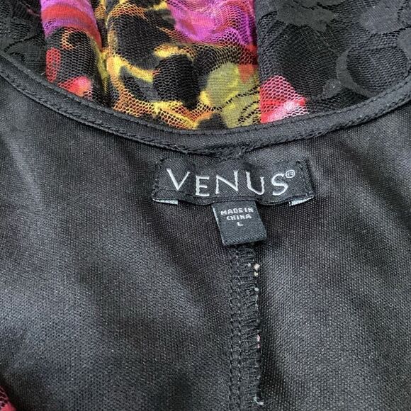 Venus Floral Lace Bodycon 3/4 Sleeves With Scoop Neck Women’s Size Large - Picture 3 of 7